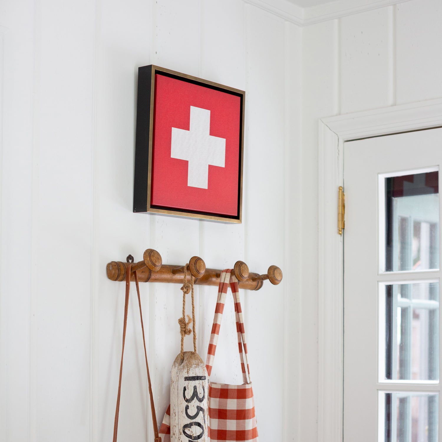 Swiss Cross Canvas Wall Art. Square