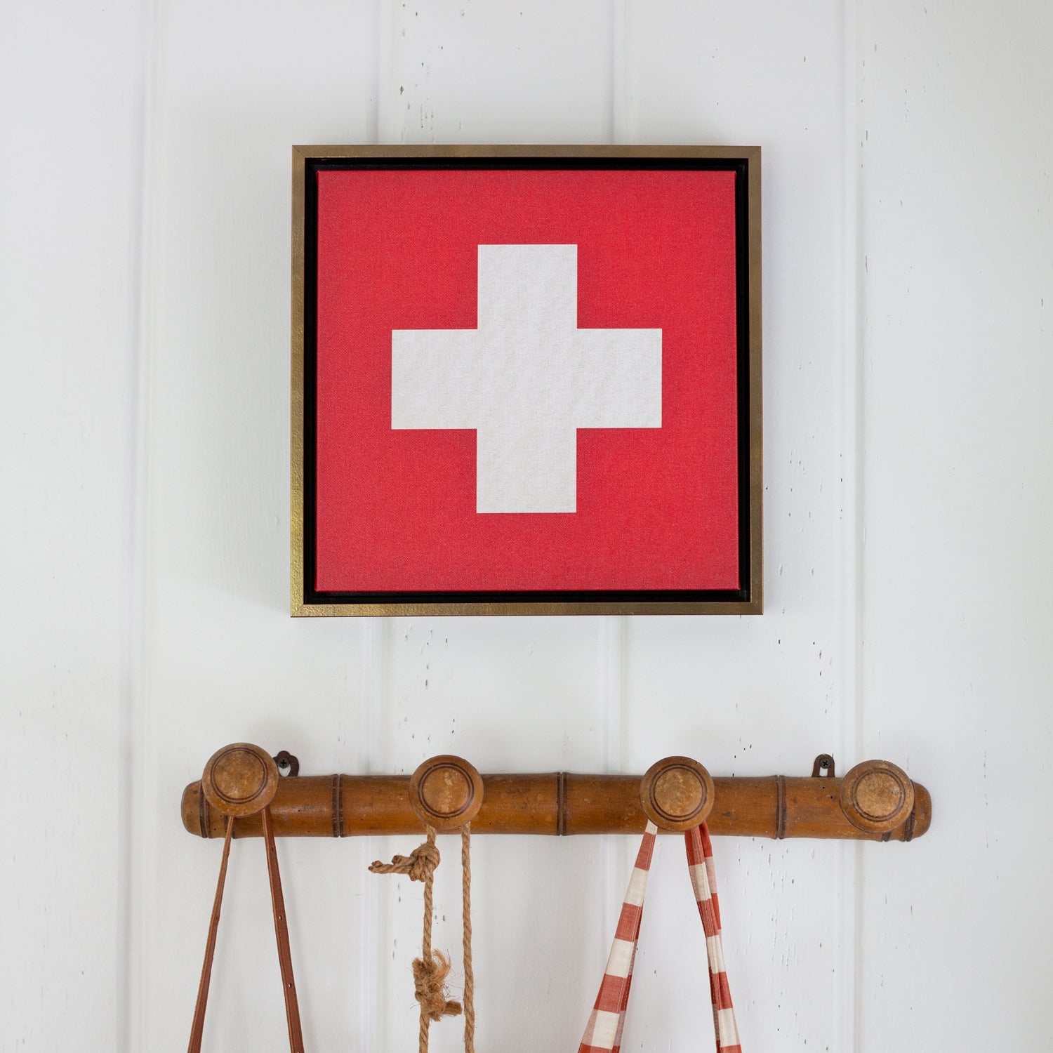 Swiss Cross Canvas Wall Art. Square