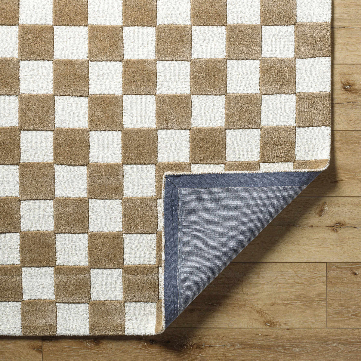 Timin Brown Checkered Wool Area Carpet - Clearance