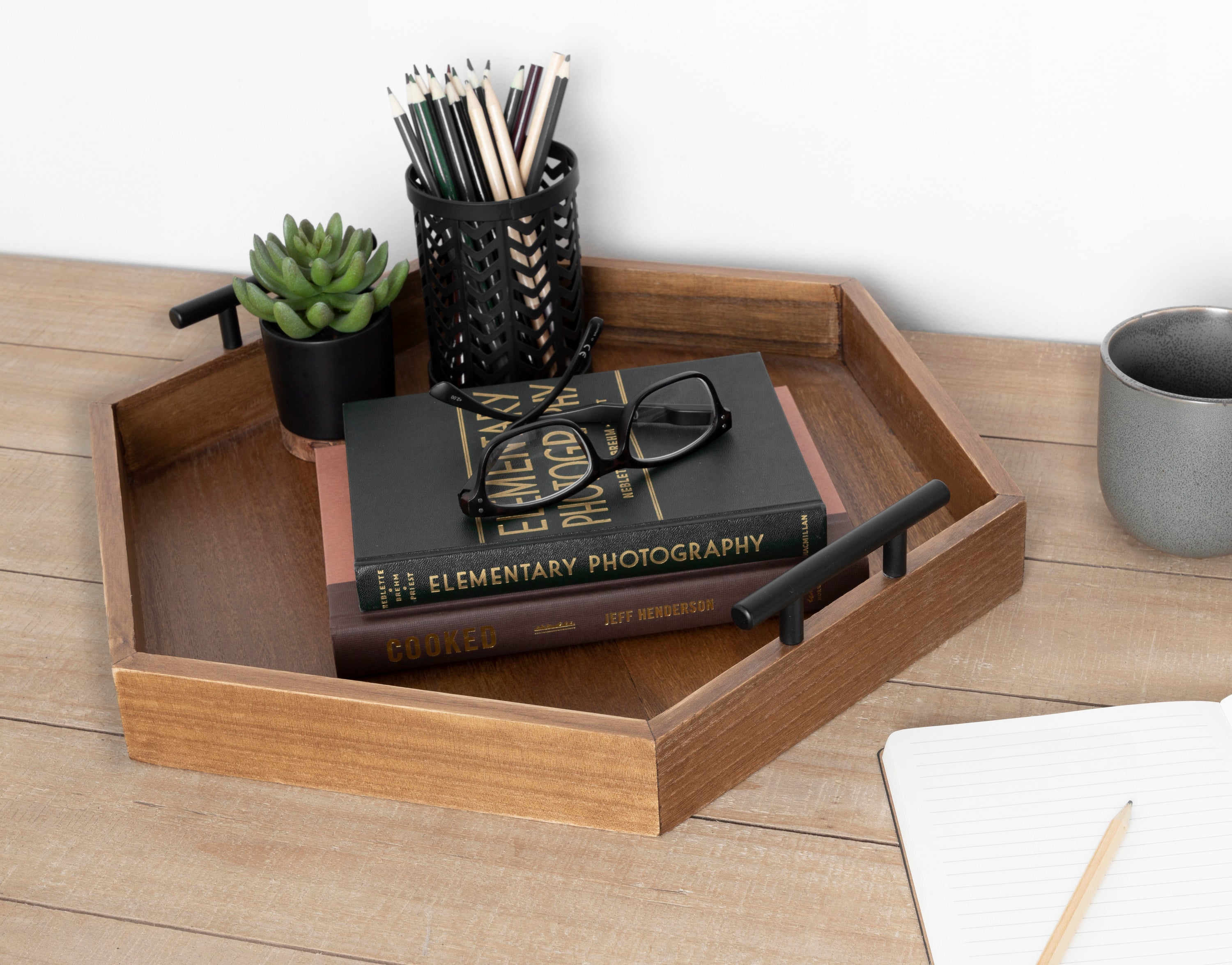 Lipton Hexagon Decorative Tray with Metal Handles