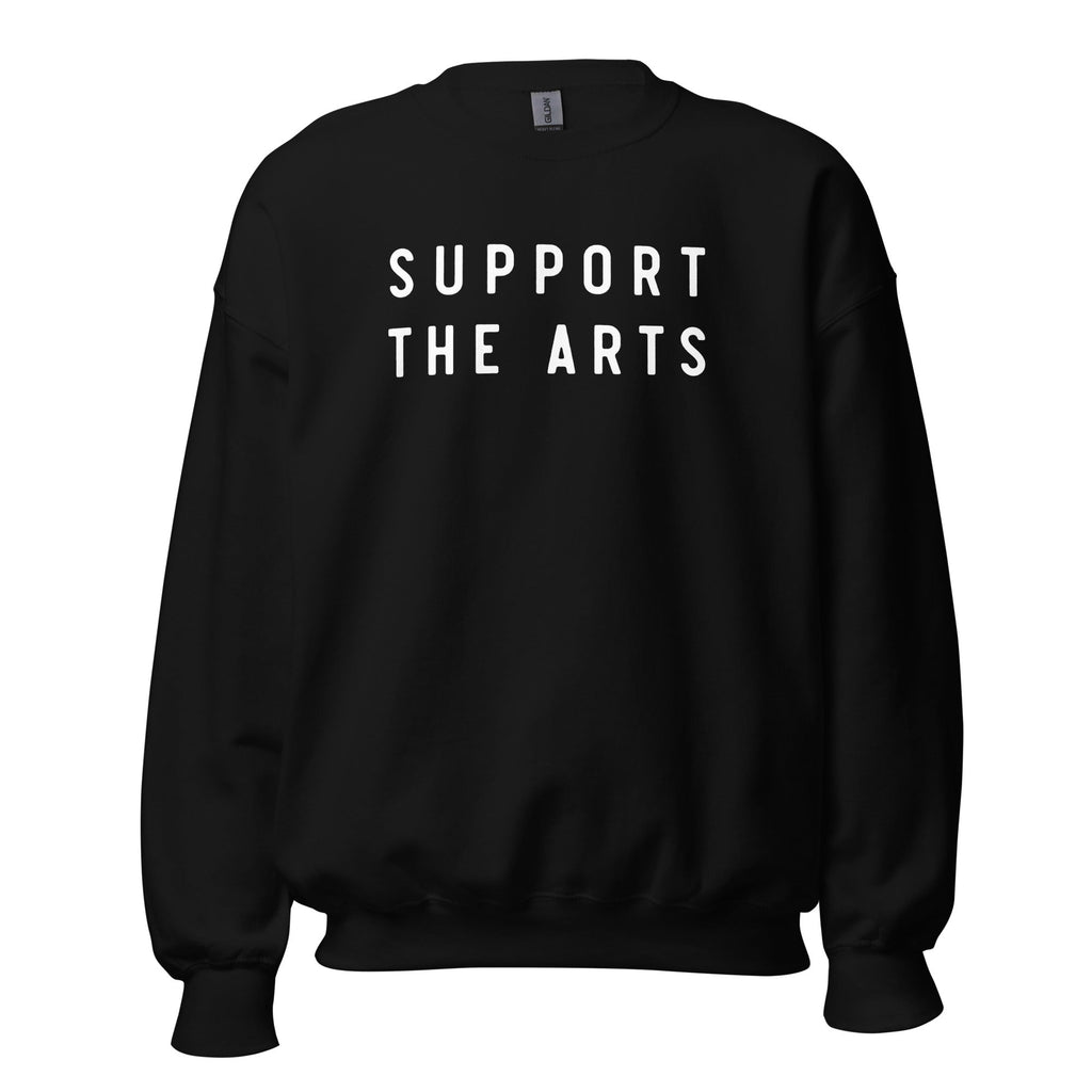 support the arts crewneck in black