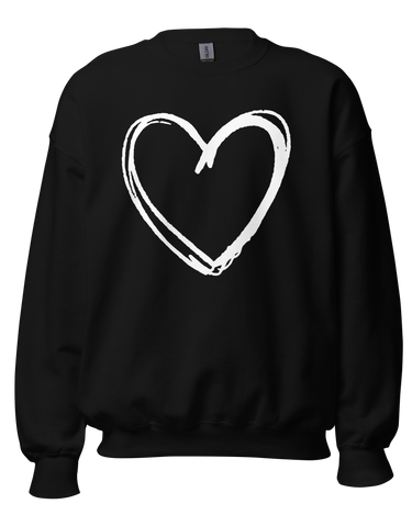 Sketchy Heart Crewneck in Black