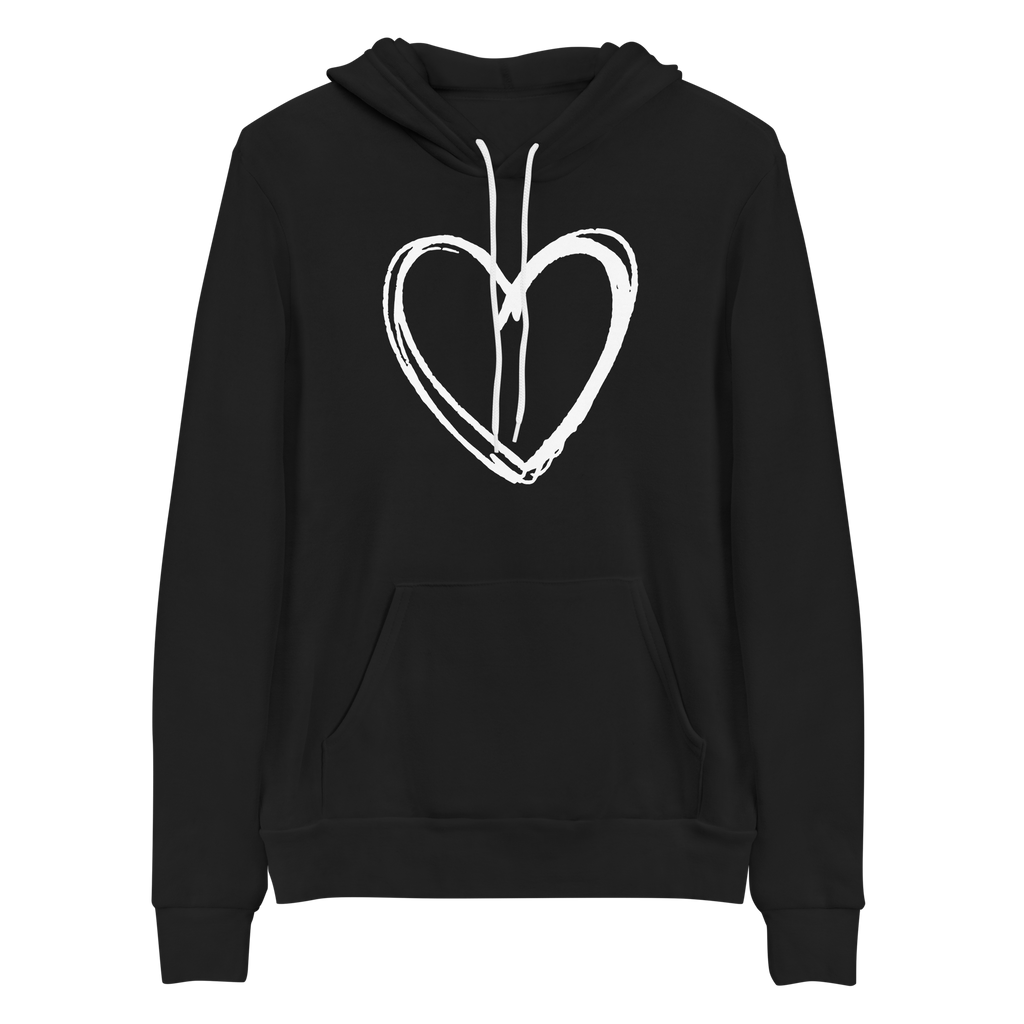 sketchy heart hoodie in black