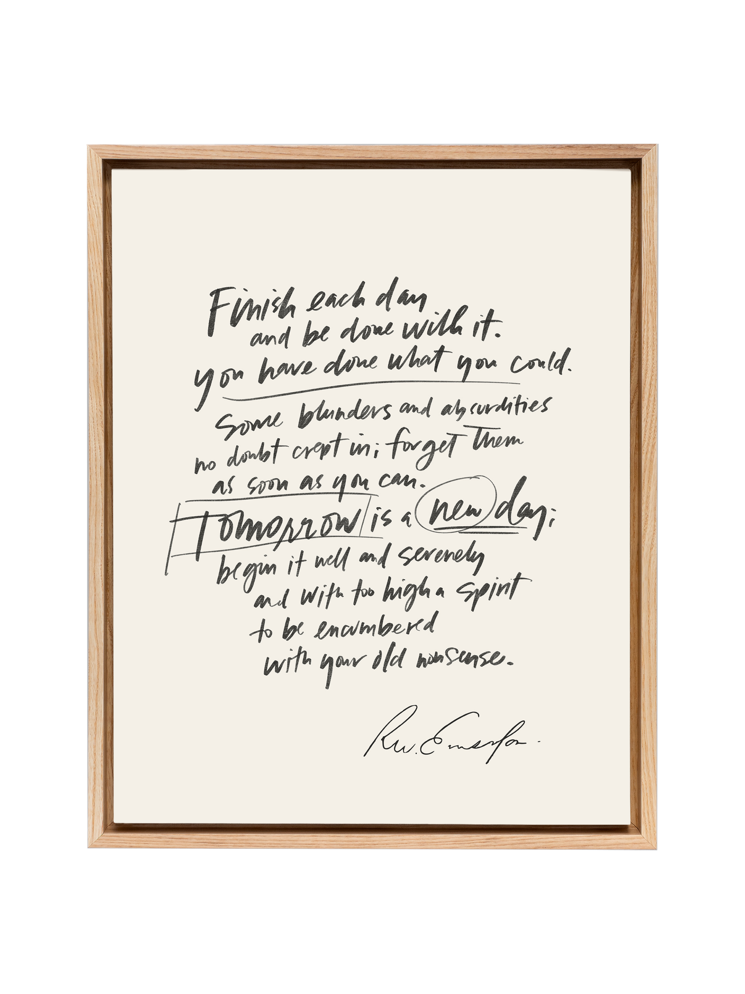 Finish Each Day (Emerson) in Lettering | Alabaster | Canvas