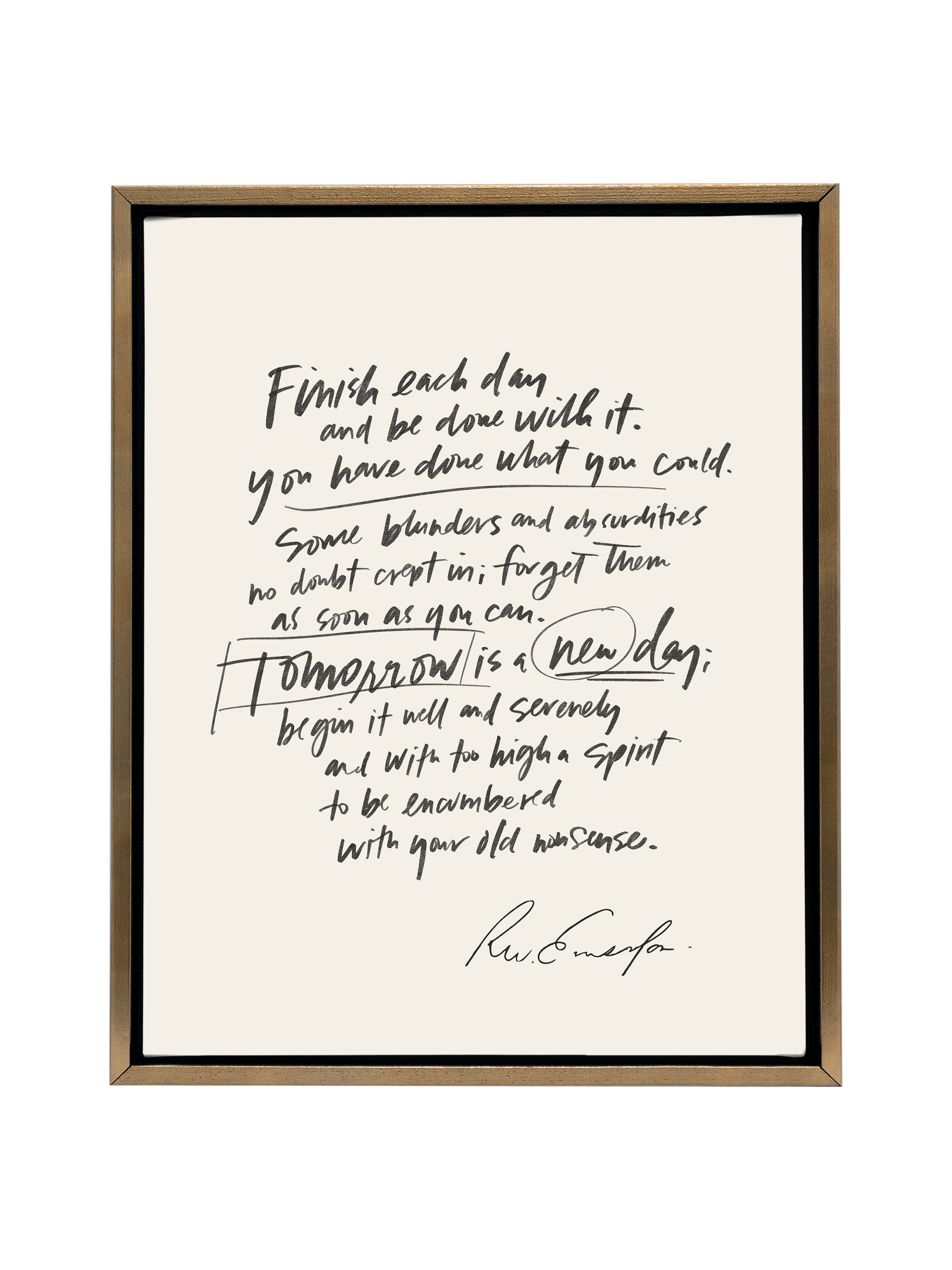 Finish Each Day (Emerson) in Lettering | Alabaster | Canvas
