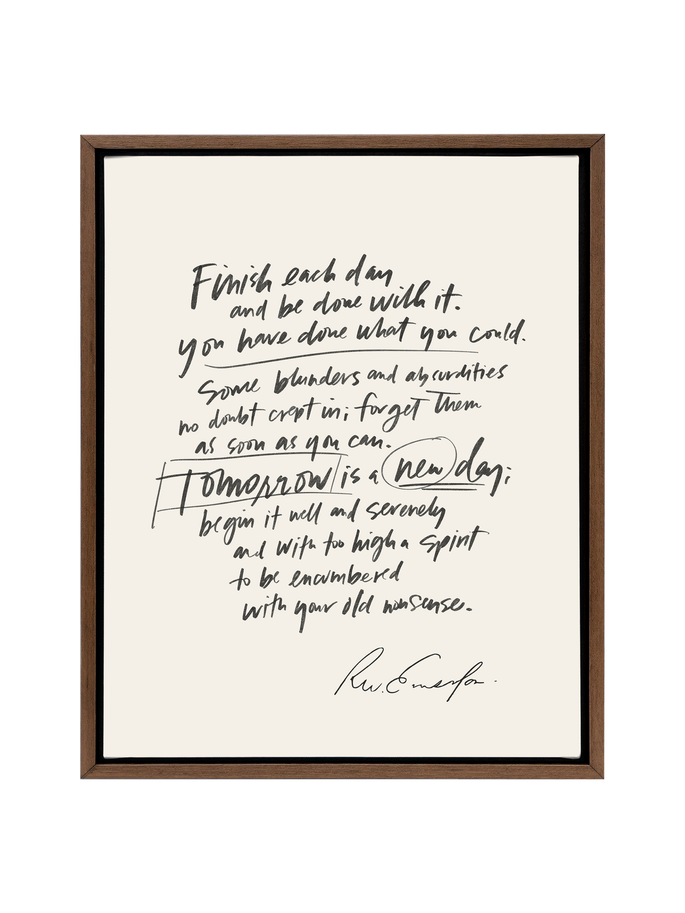 Finish Each Day (Emerson) in Lettering | Alabaster | Canvas