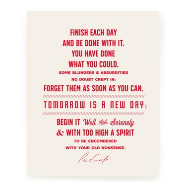 Finish Each Day (Emerson) in Type | Alabaster & Candy Red | Art Print