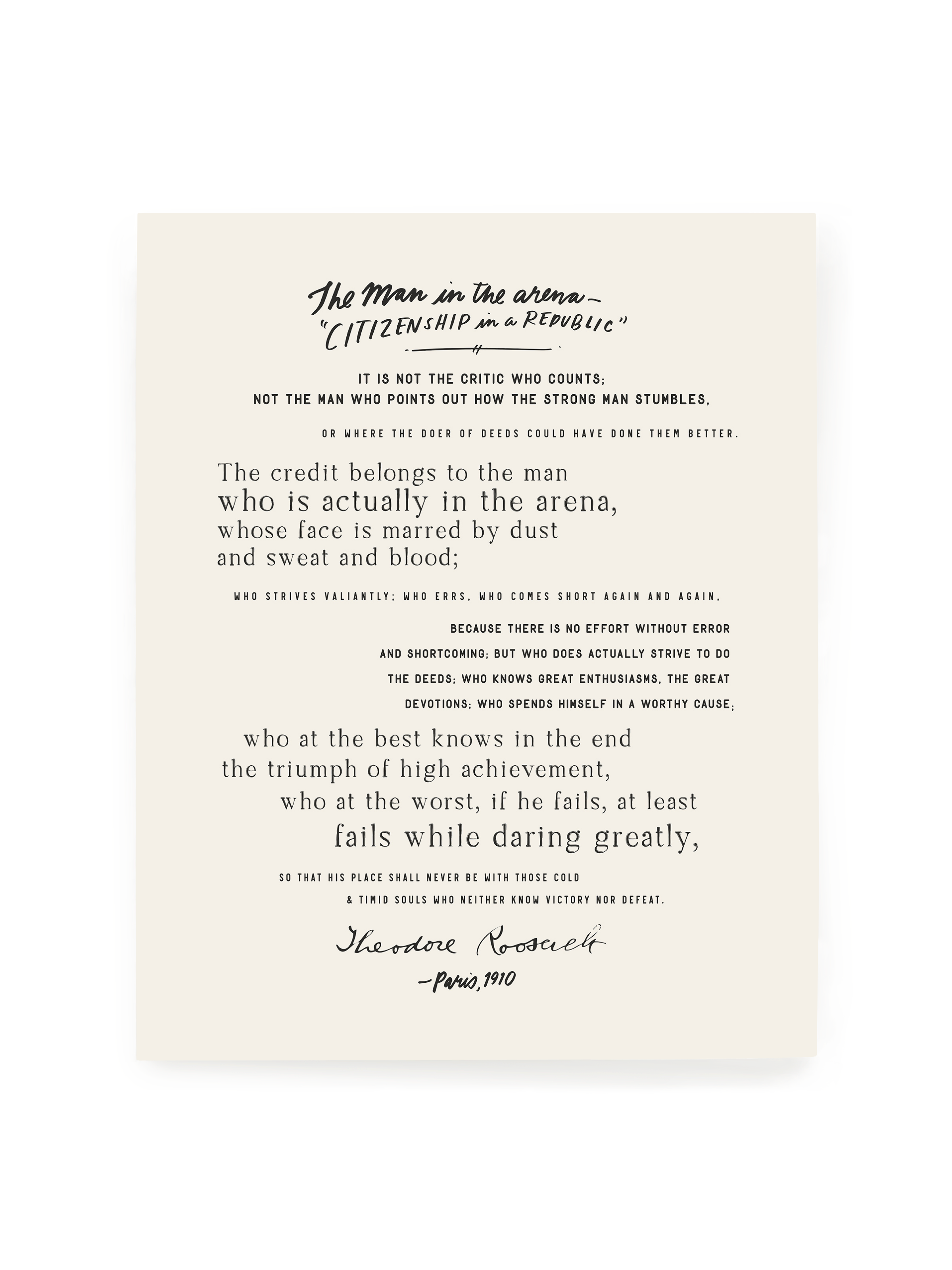 Man In The Arena Luxe Art Print