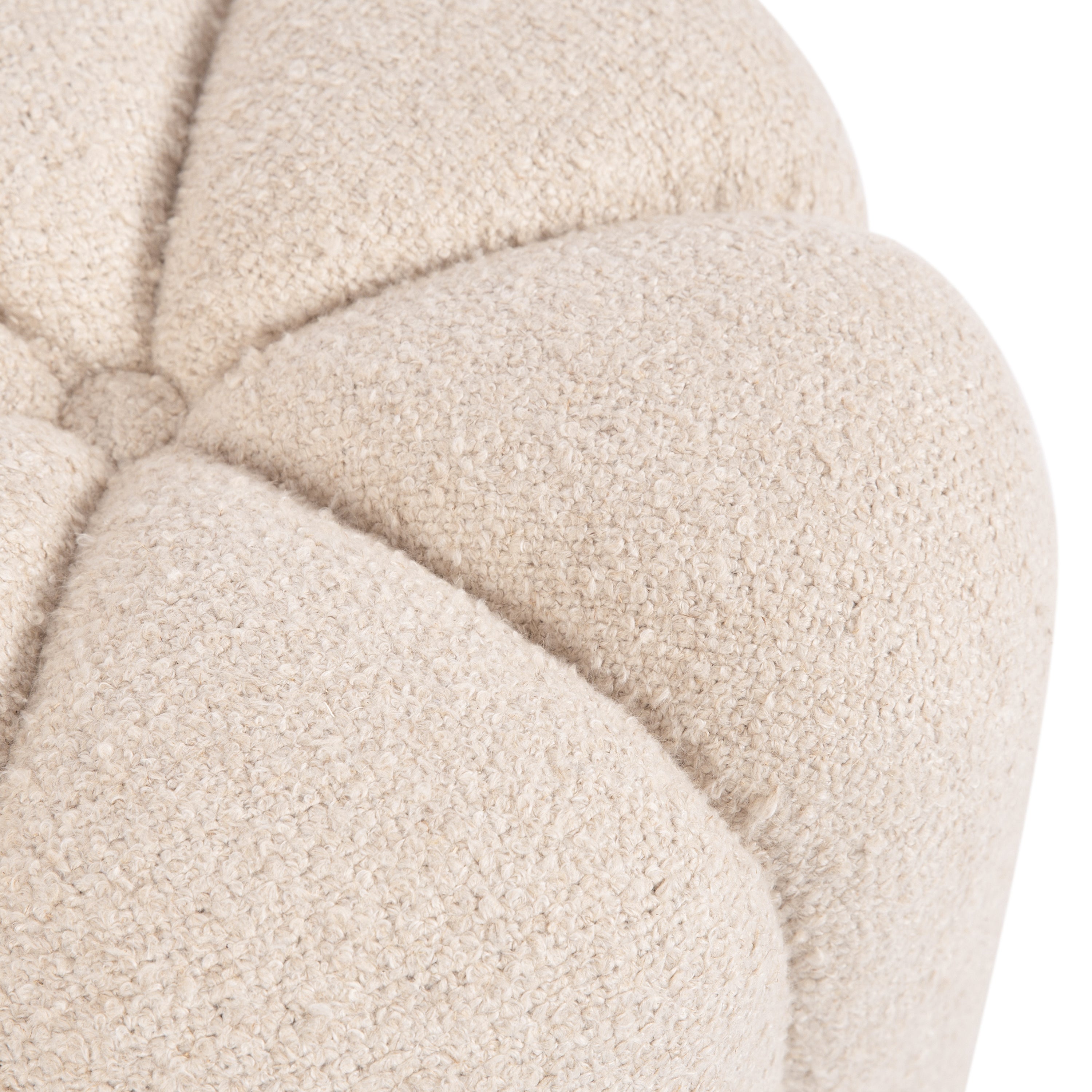 Lucida Round Tufted Ottoman Fabric and Wood
