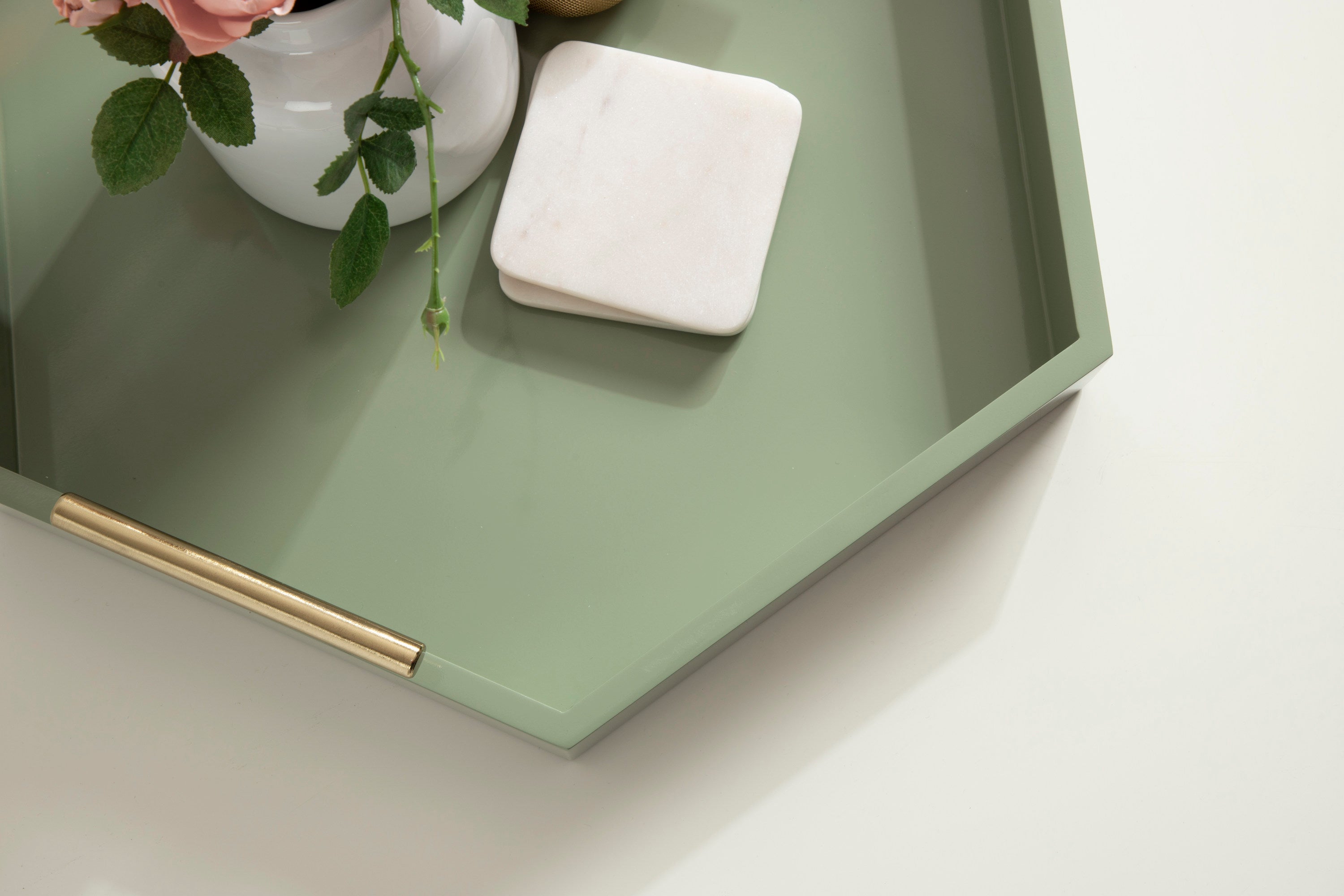 Lipton Hexagon Decorative Tray with Metal Handles