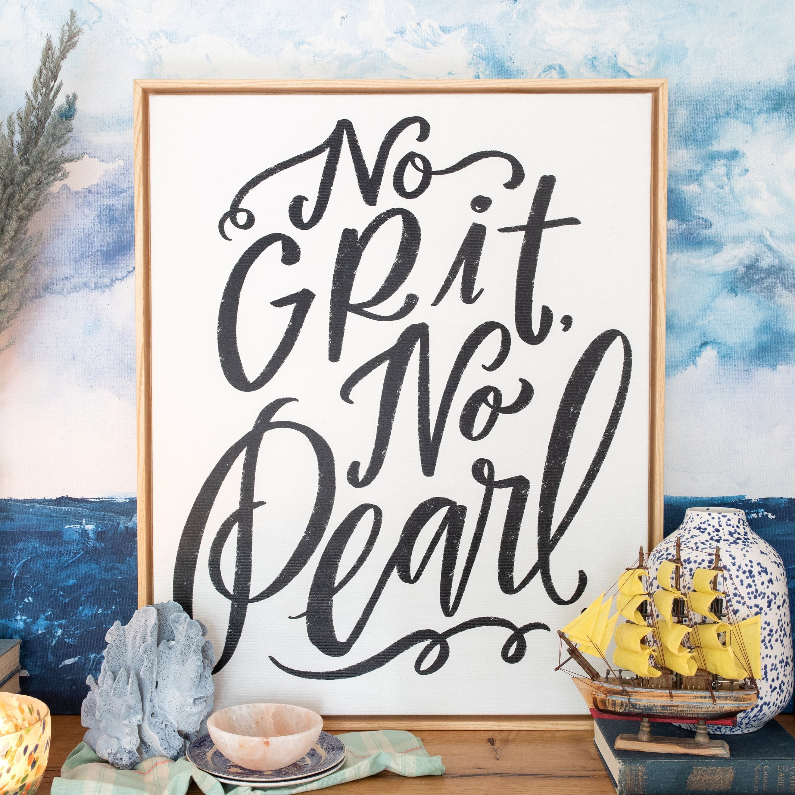 No Grit, No Pearl | Sea Glass | Canvas