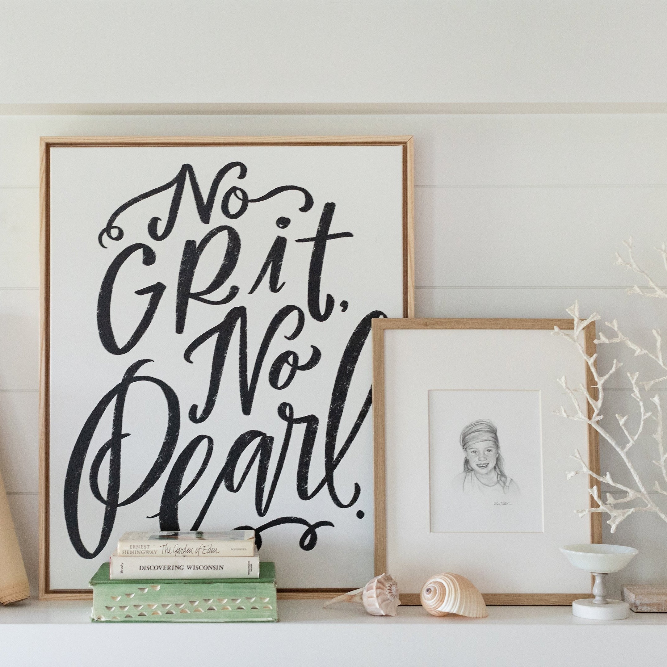 No Grit, No Pearl Alabaster Canvas Wall Art