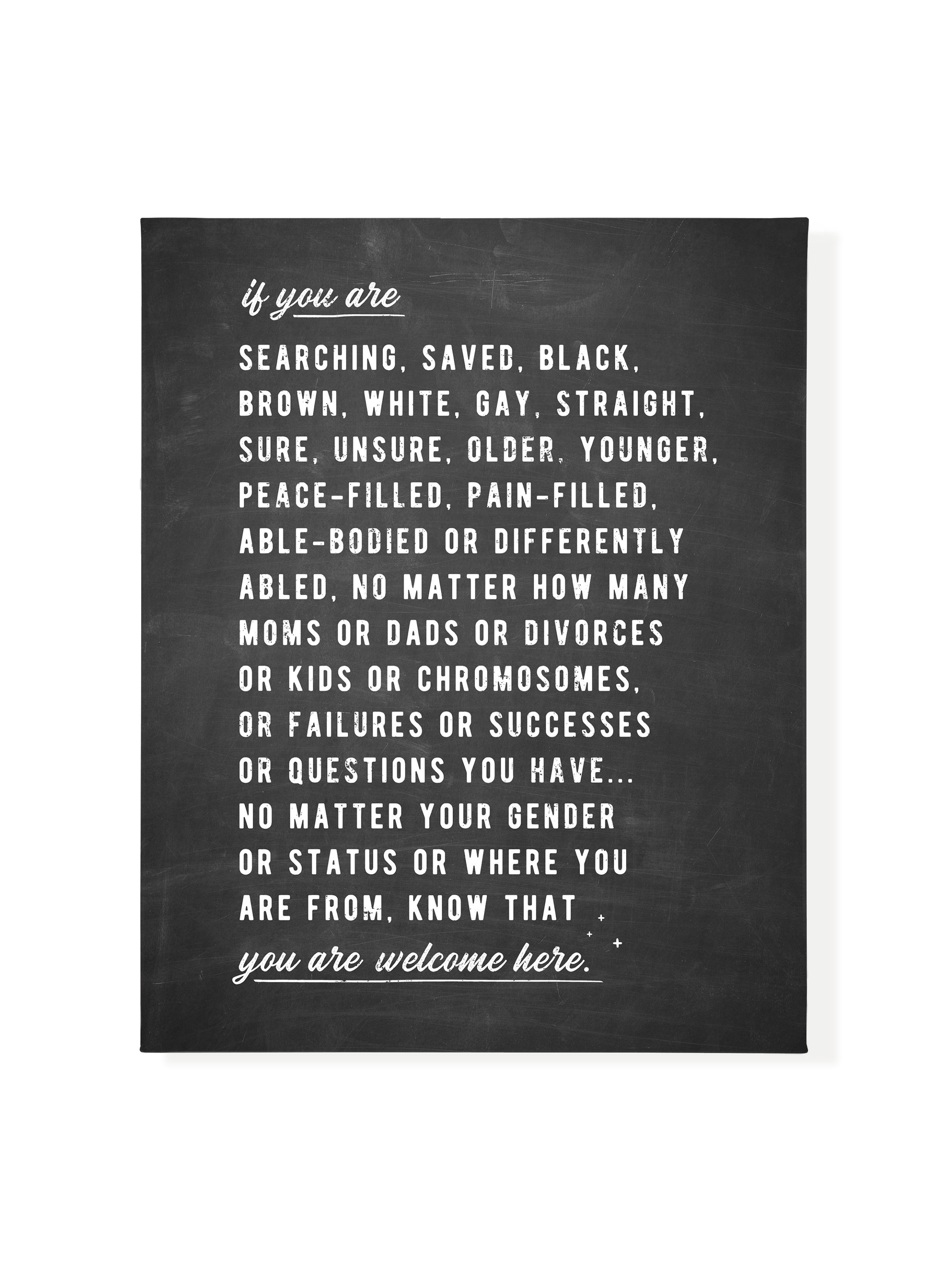 Welcome Here Manifesto in Type | Blackboard | Canvas