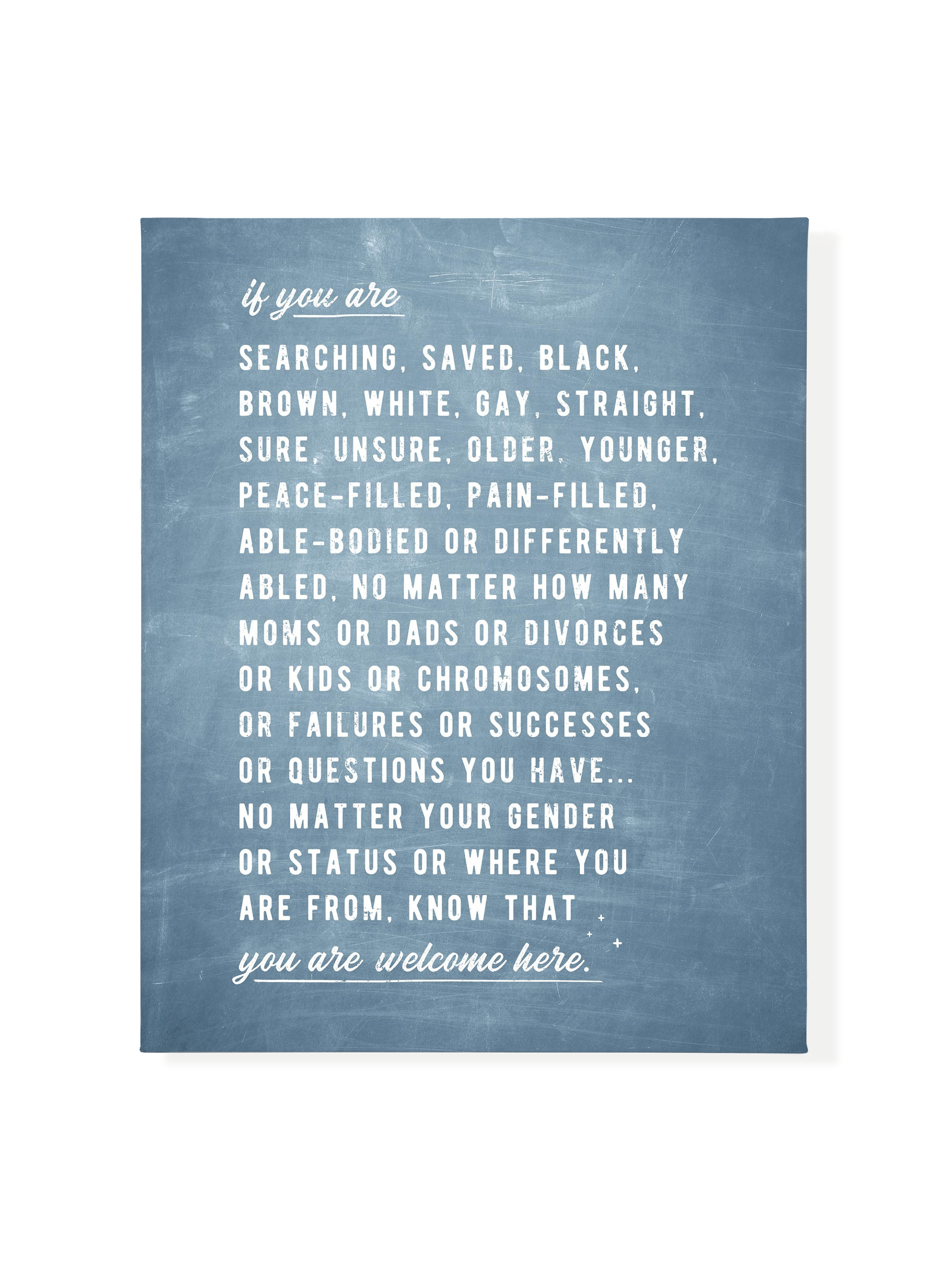 Welcome Here Manifesto in Type | Chambray | Canvas