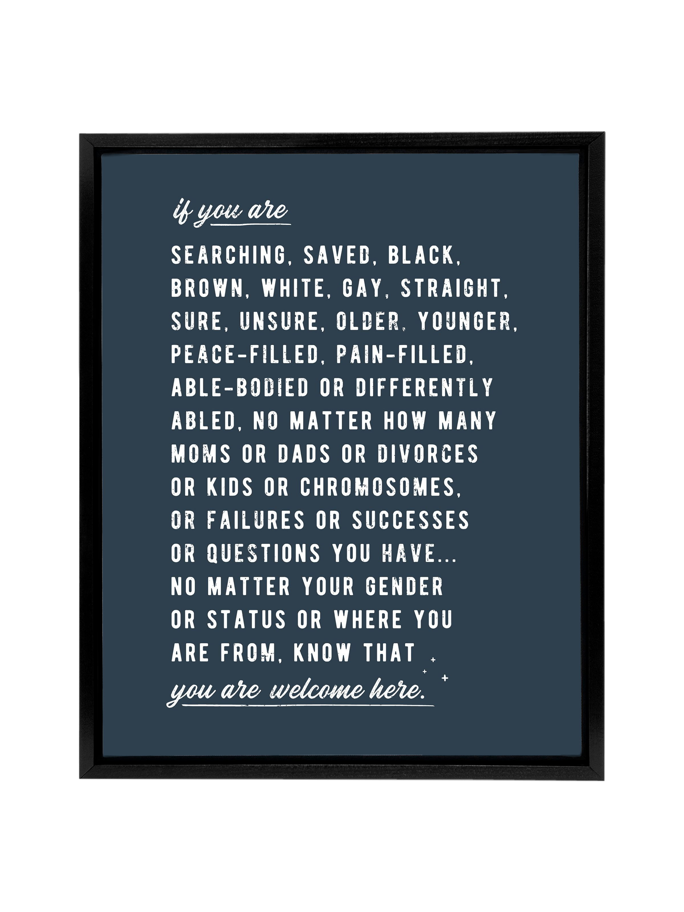 Welcome Here Manifesto in Type | Interior Navy | Canvas