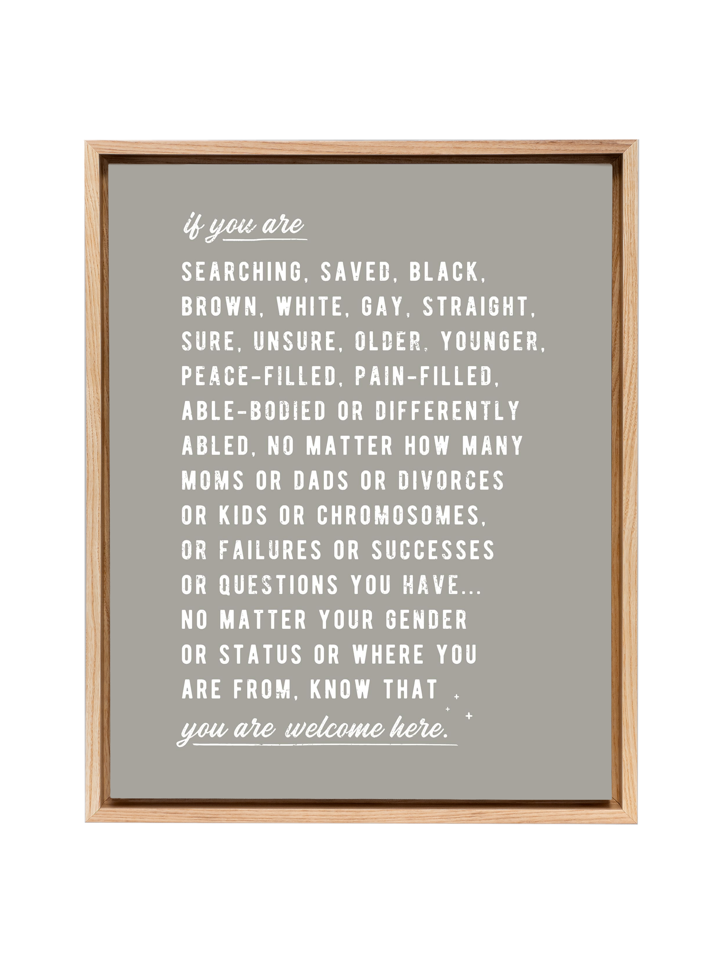 Welcome Here Manifesto in Type | Warm Grey | Canvas