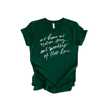 Wonders of His Love on Emerald Triblend (Tee)