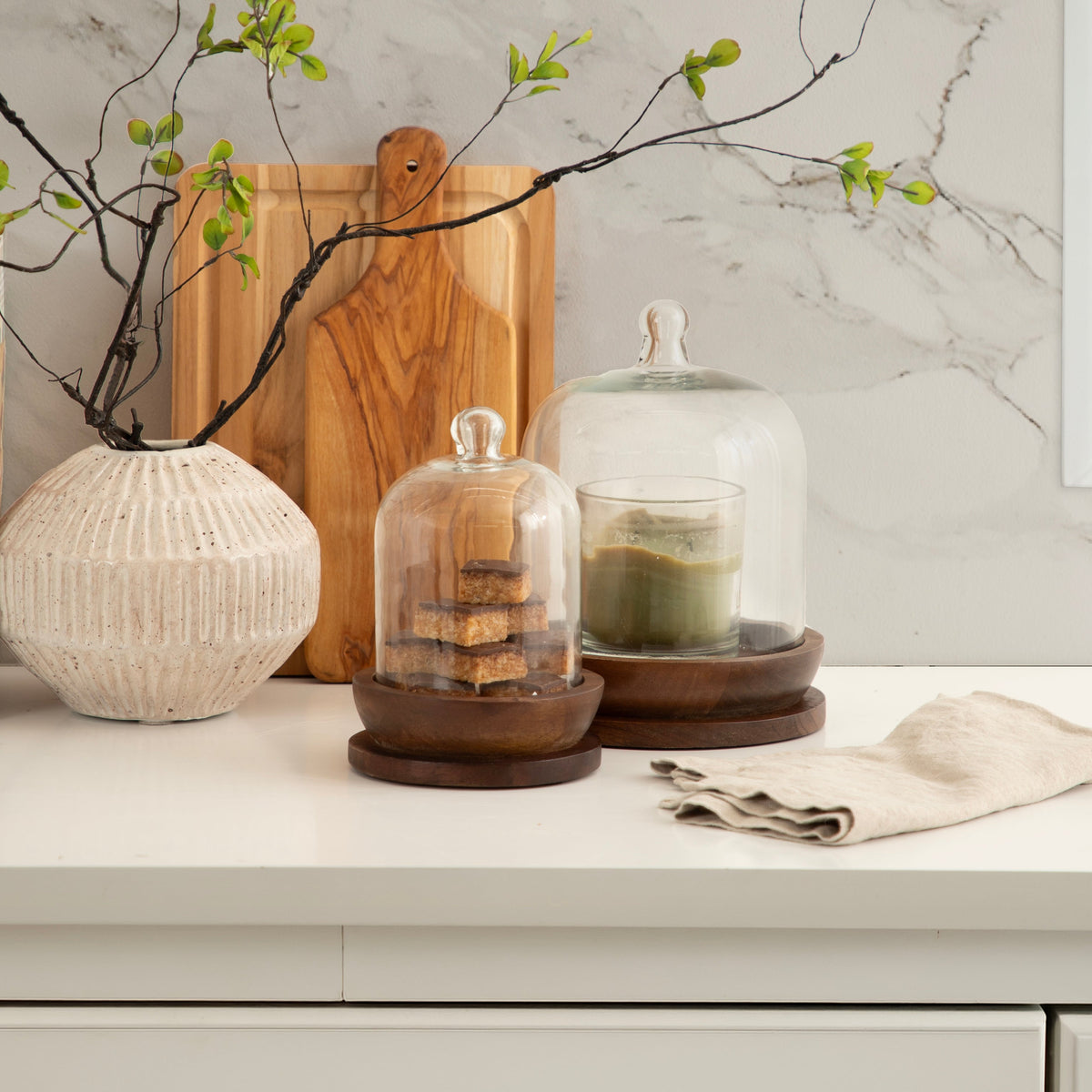 Claussen Wood and Glass Cloche 2 Piece Set