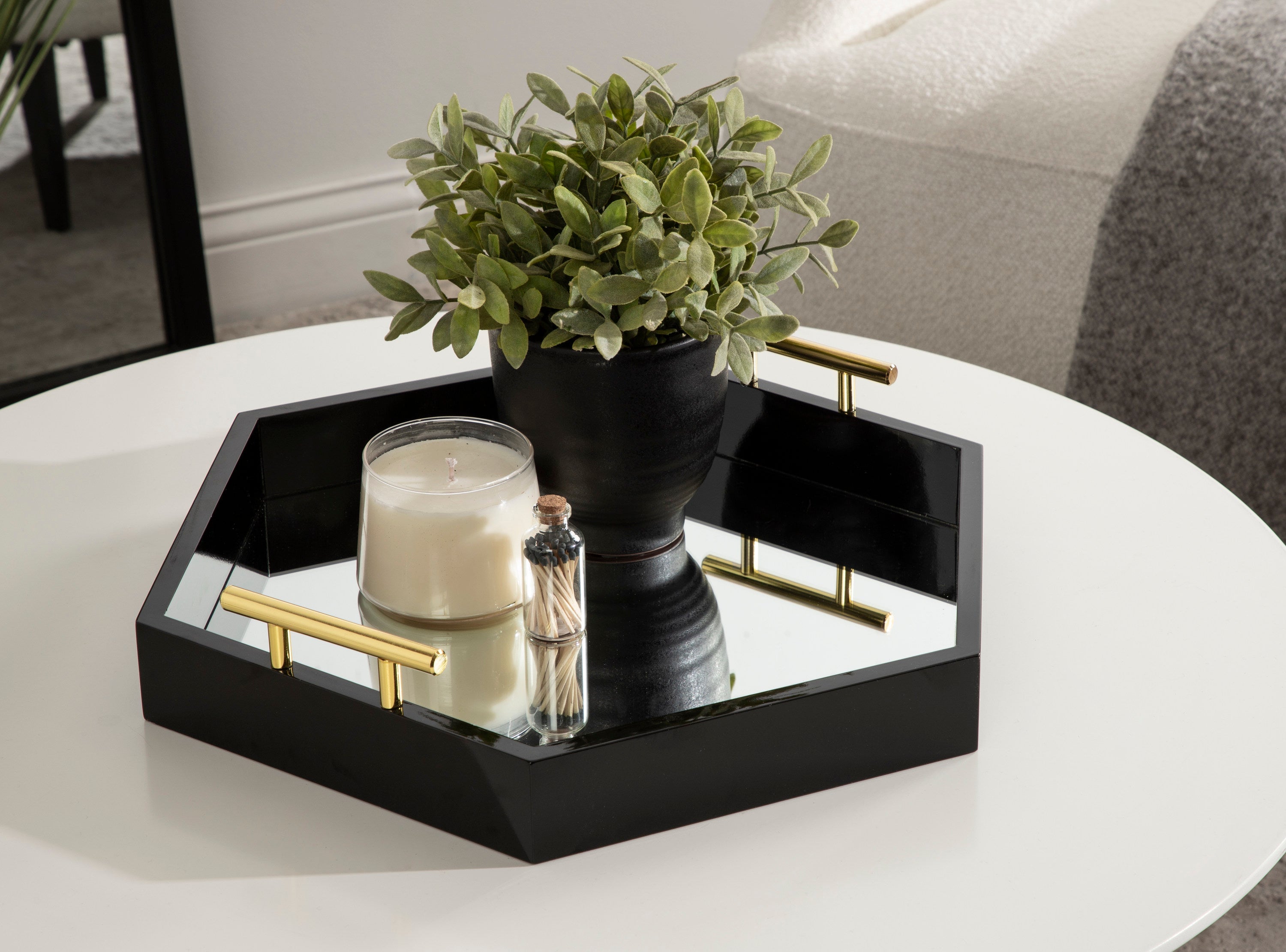 Lipton Hexagon Decorative Tray with Metal Handles