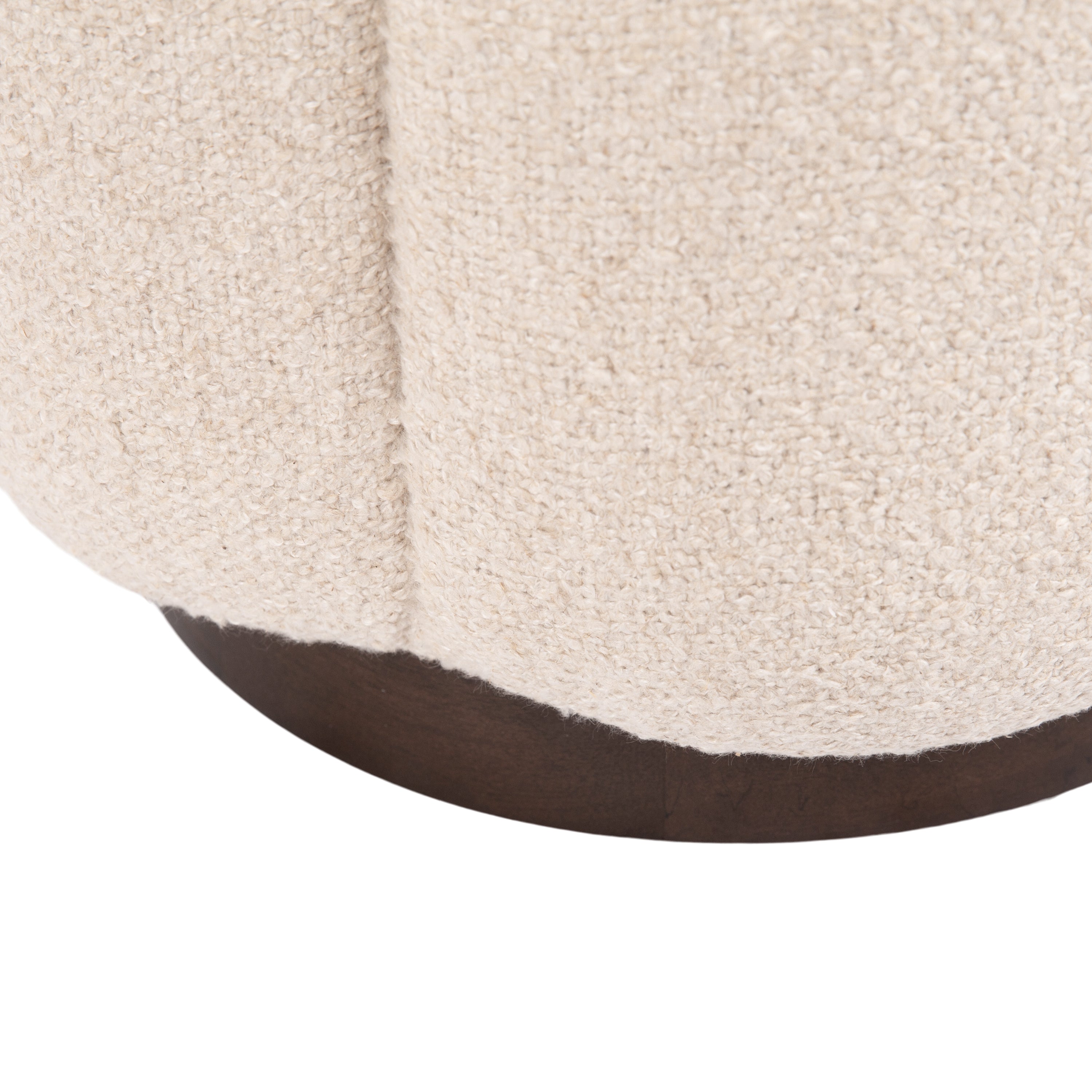 Lucida Round Tufted Ottoman Fabric and Wood