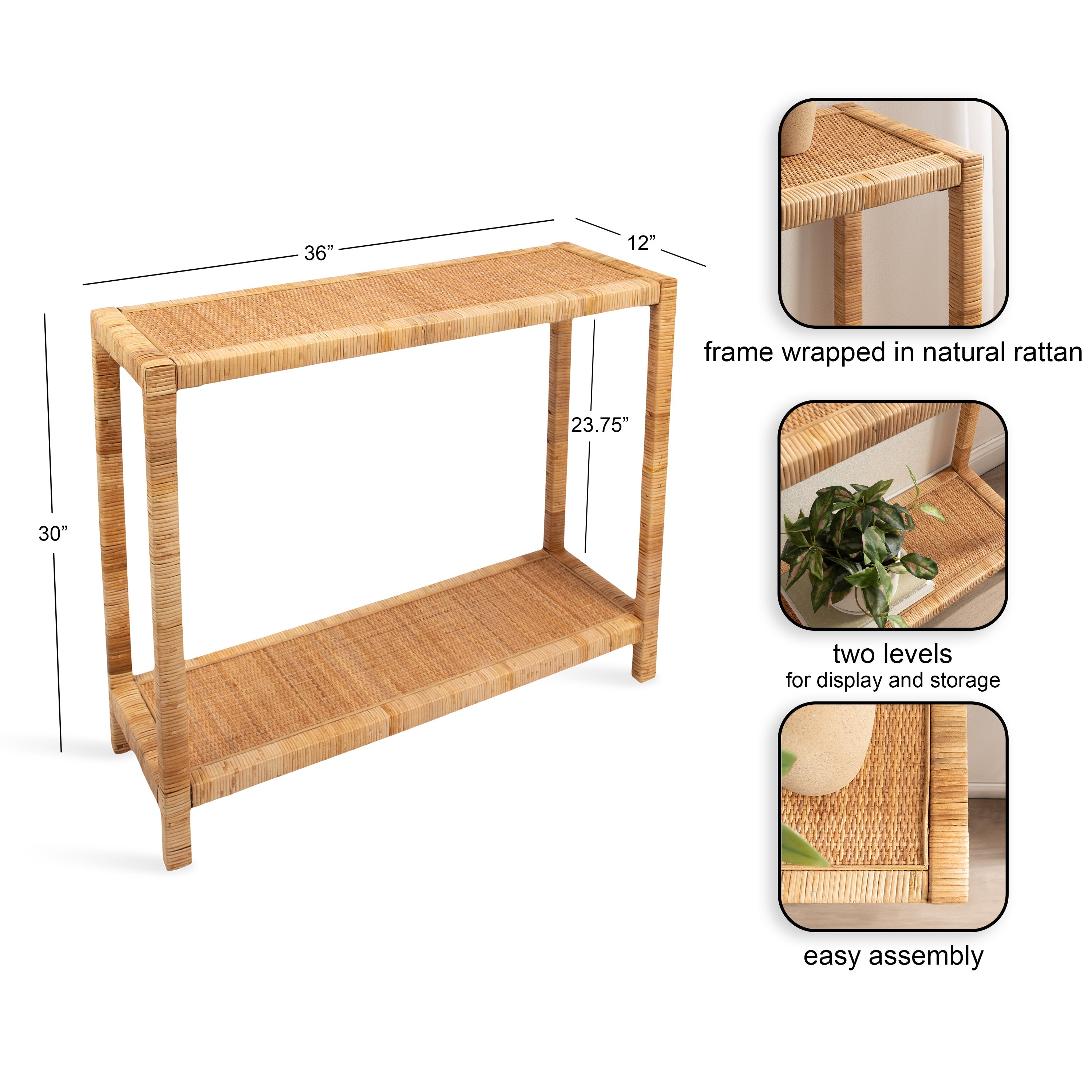 Rafina Rattan Console Table
