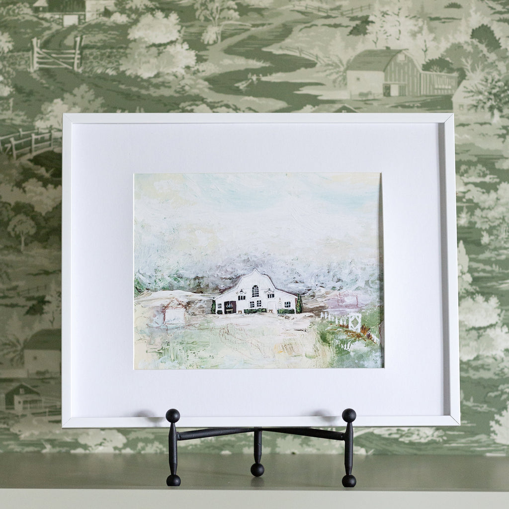 milk house farm framed art print in white, size 10 x 8