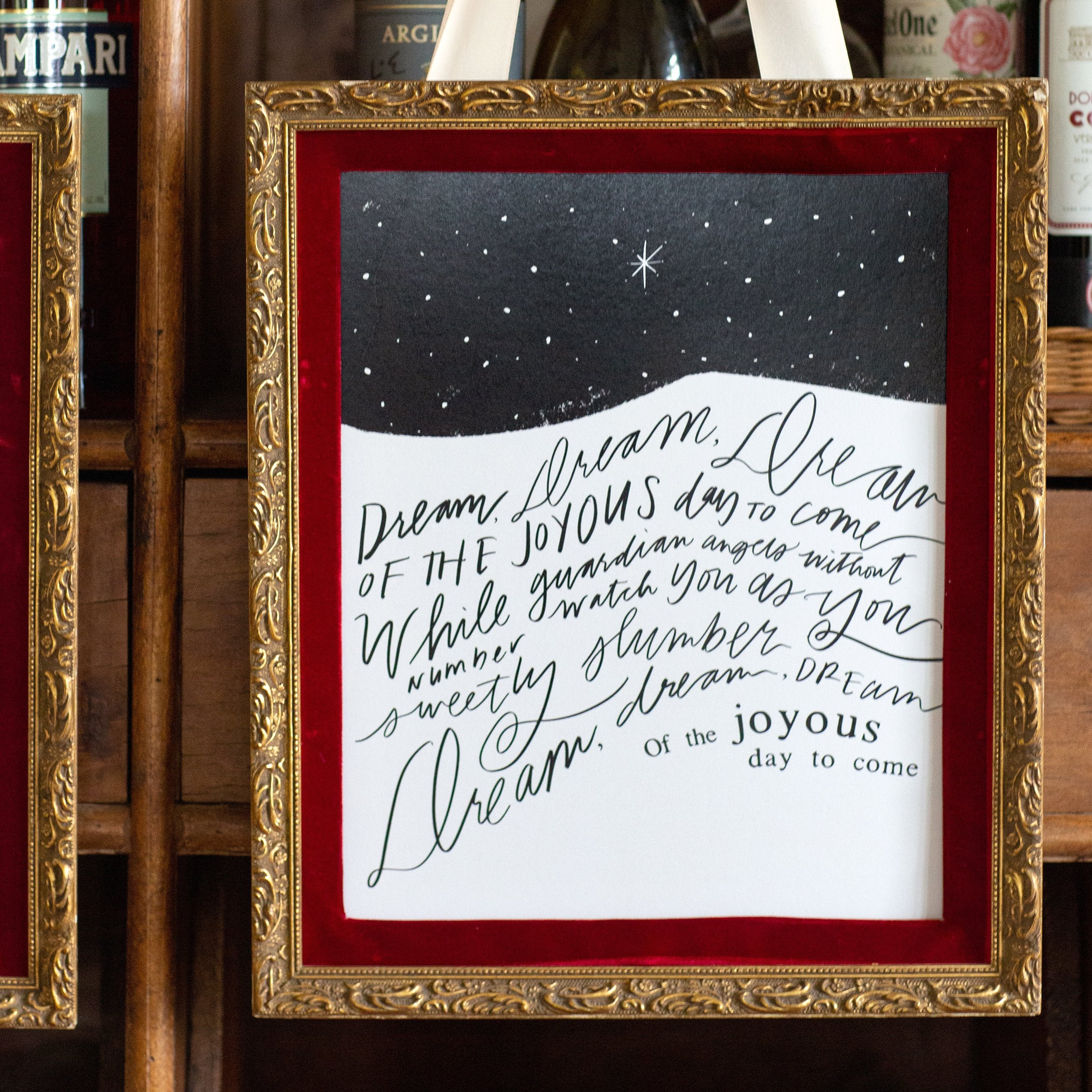 Dream Dream Dream framed in antique frame, size 11 x 14