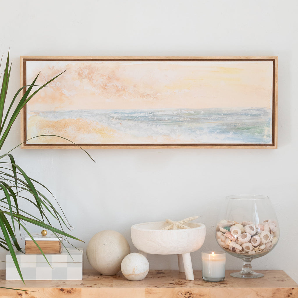 creamsicle isle canvas print framed in gallery natural, size 36 x 12