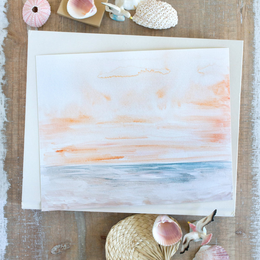 art print of muted peach beach, size 10 x 8