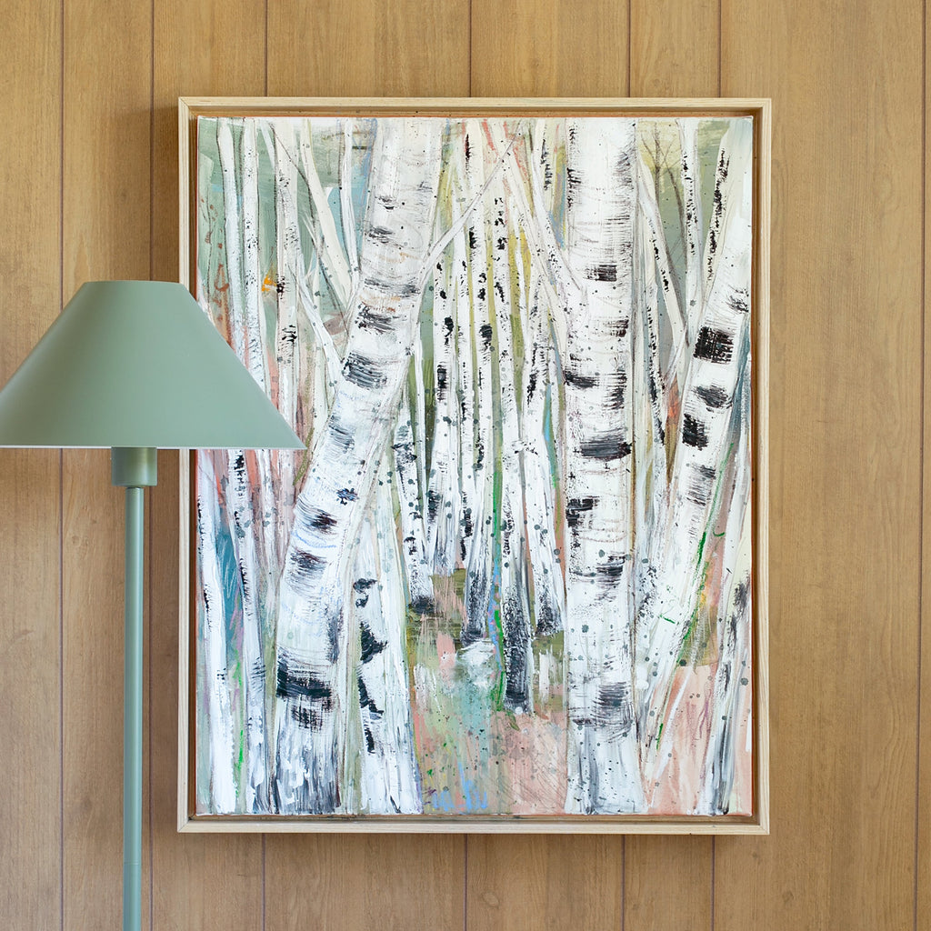 enchanted river birch framed in gallery natural, size 24 x 30