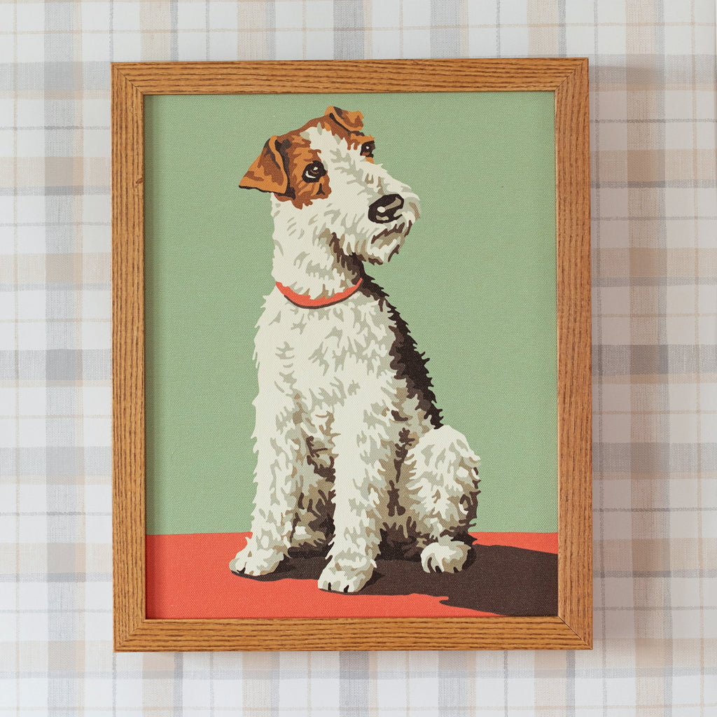 morgan the terrier canvas print framed in shaker oak, size 11 x 14