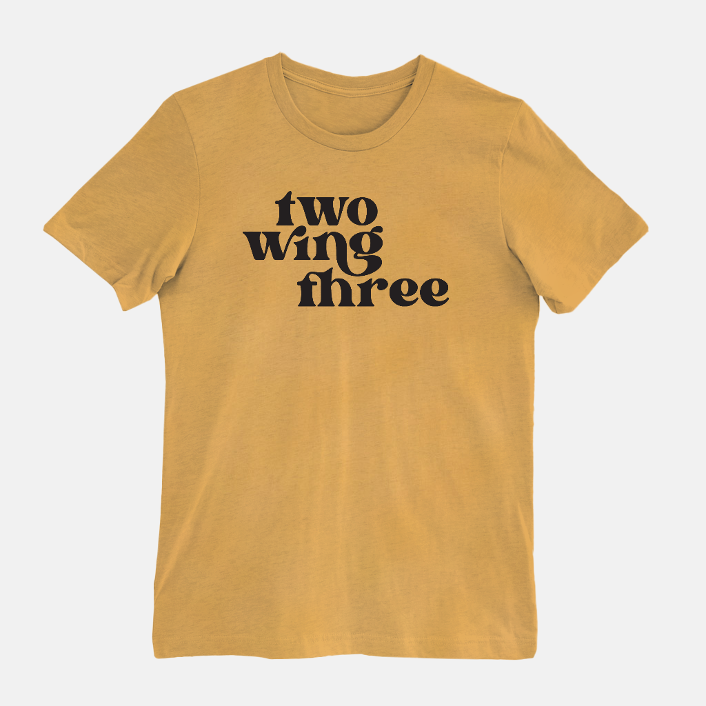 enneagram number typography in heather mustard, two wing three