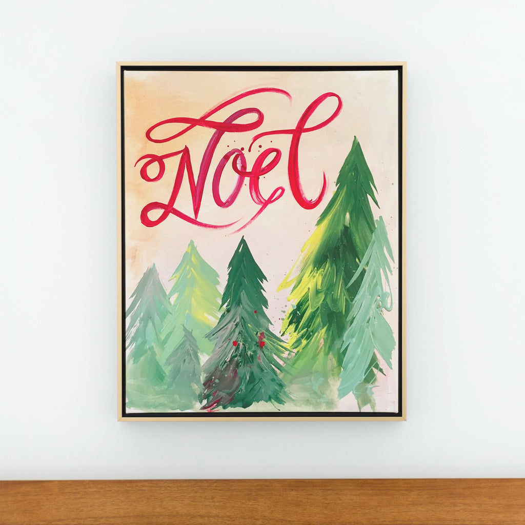 noel forest canvas framed in gallery gold, size 24 x 30