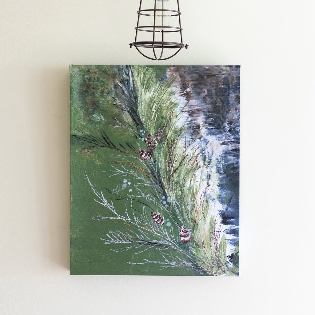 cedar berries & snow unframed canvas, size 16 x 20