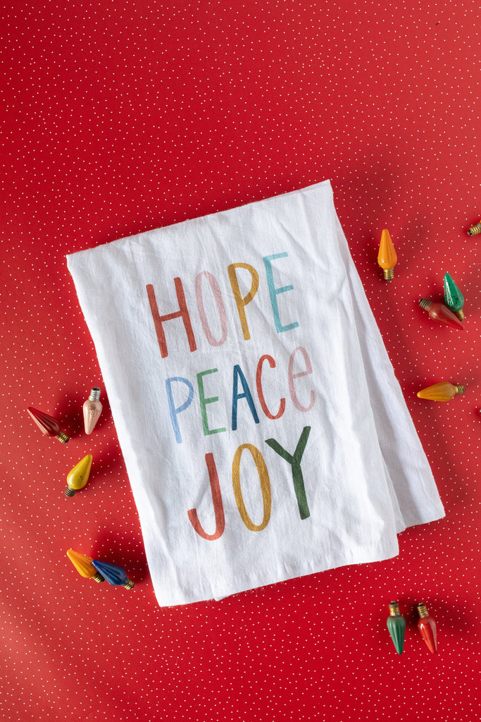 hope peace joy tea towel