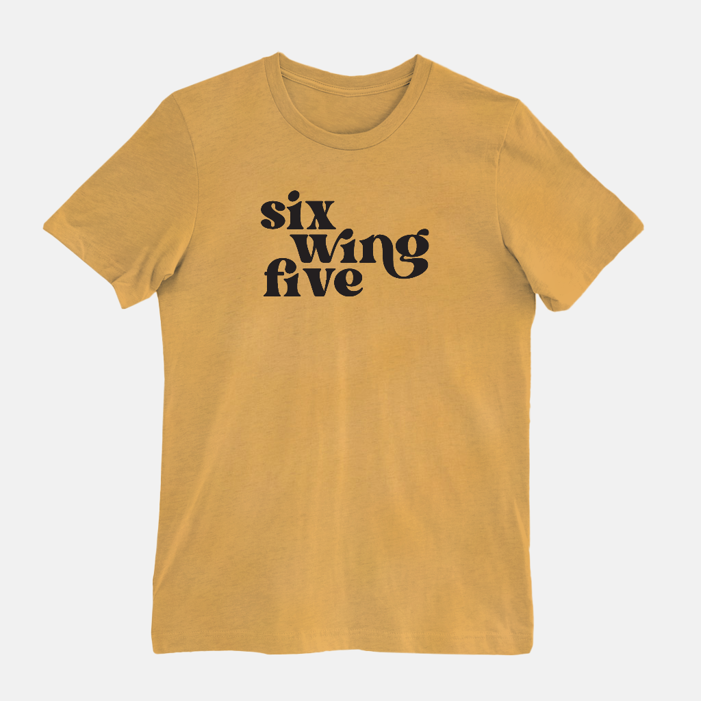 enneagram number typography in heather mustard, six wing five