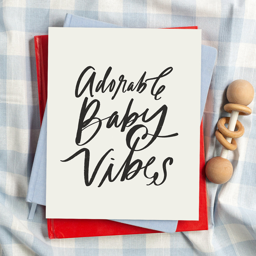 art print of adorable baby vibes in alabaster, size 8 x 10