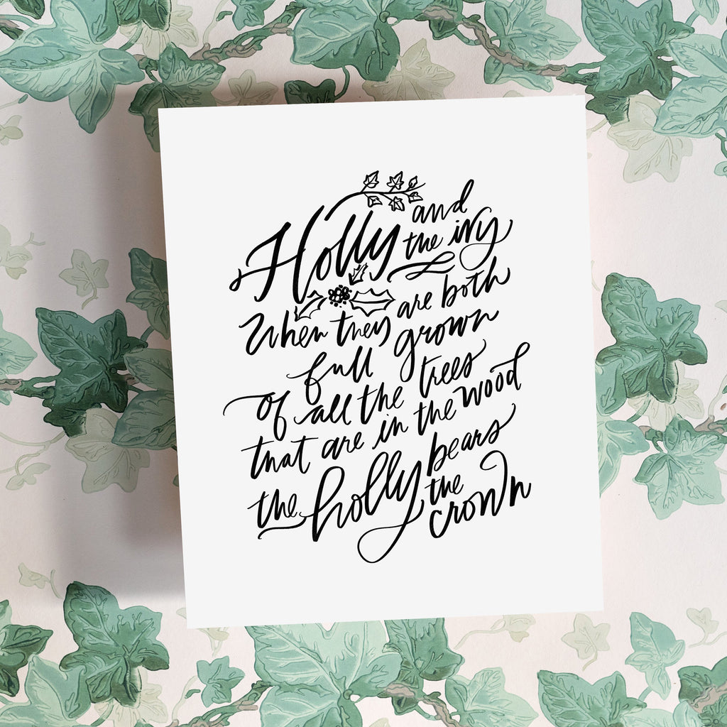 the holly & the ivy download print in white