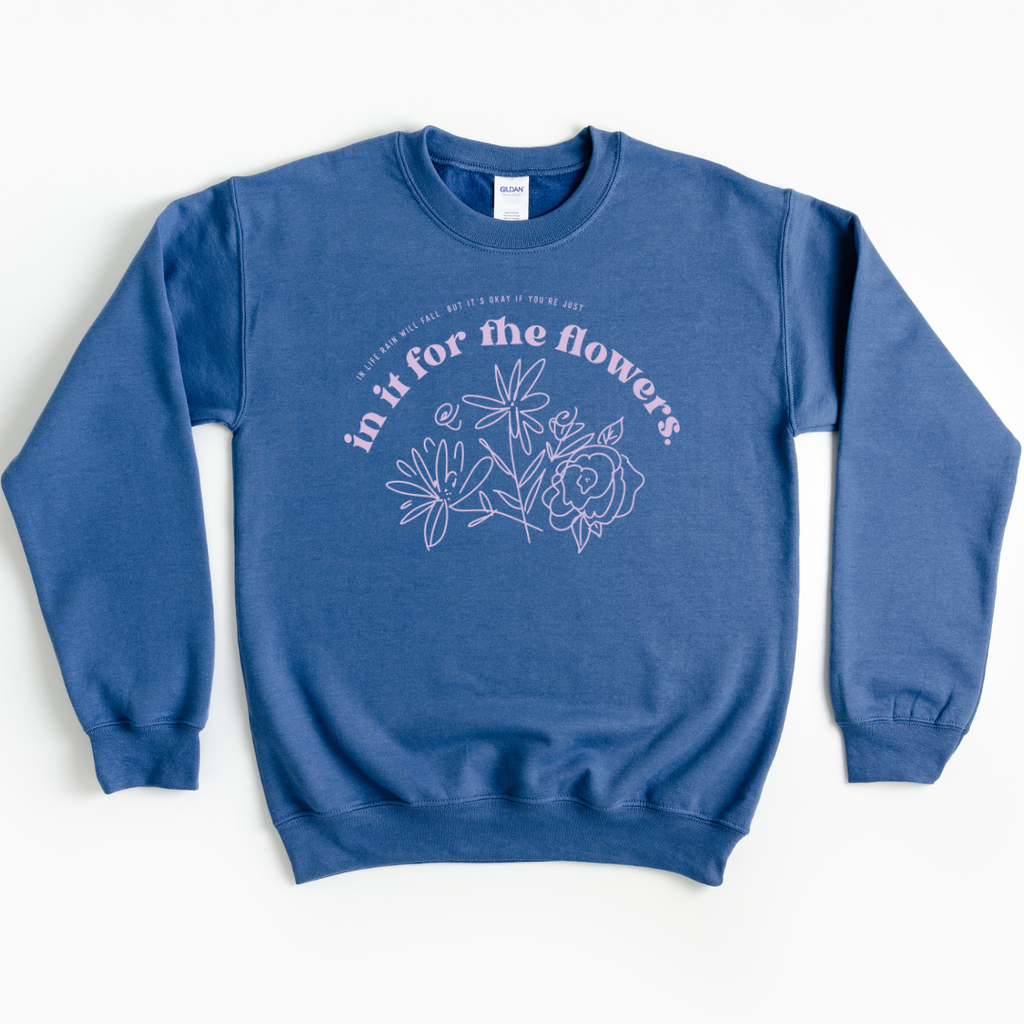 in it for the flowers crewneck (french blue)