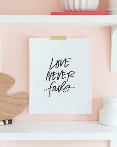 Love Never Fails Design in White