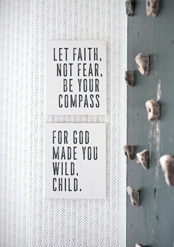 styled inspiration photo of let faith, not fear be your compass artwork