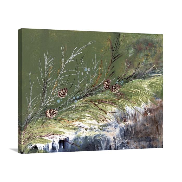 horizontal alternate orientation available for cedar berries & snow canvas