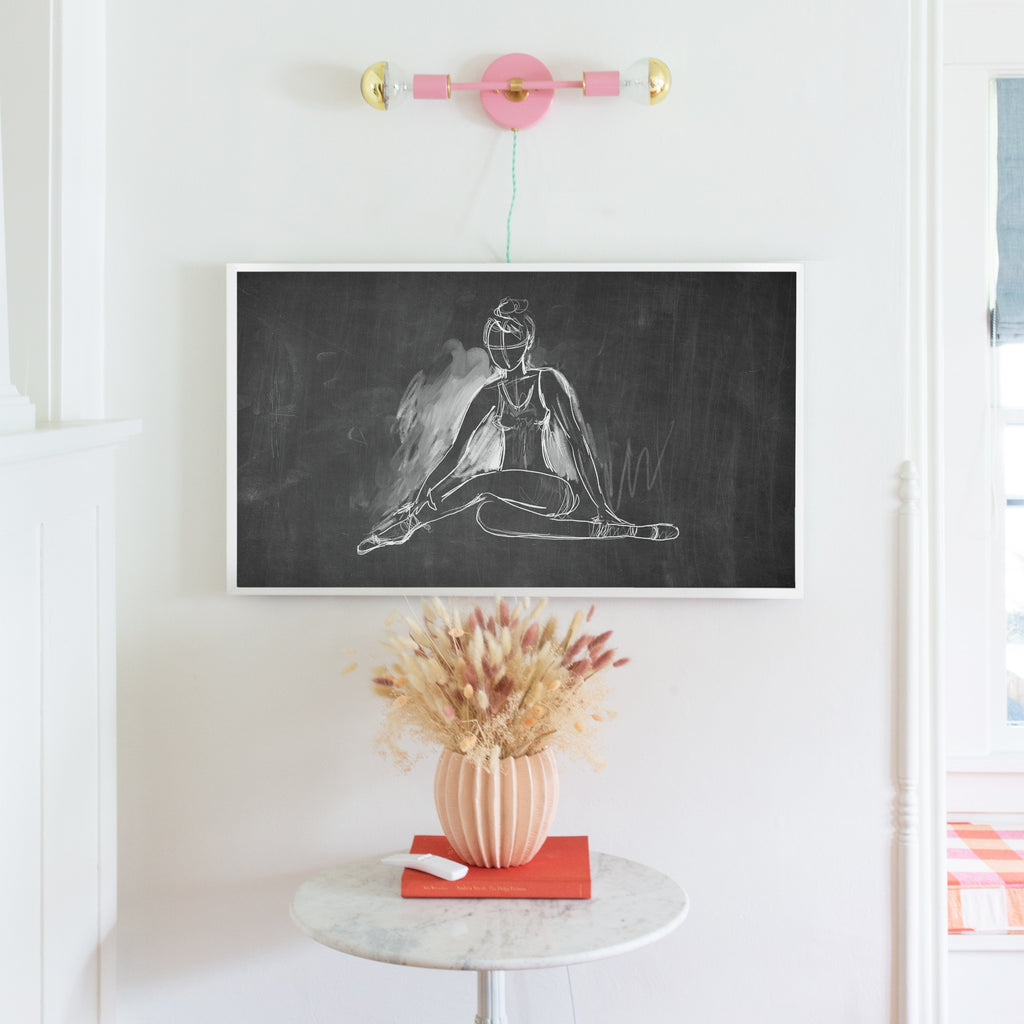 ballerina sketch in blackboard | frame tv art design