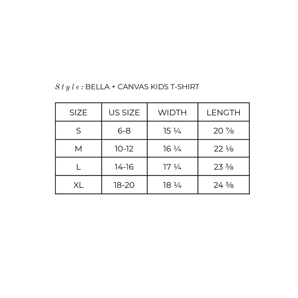 Kid's Apparel Sizing Chart