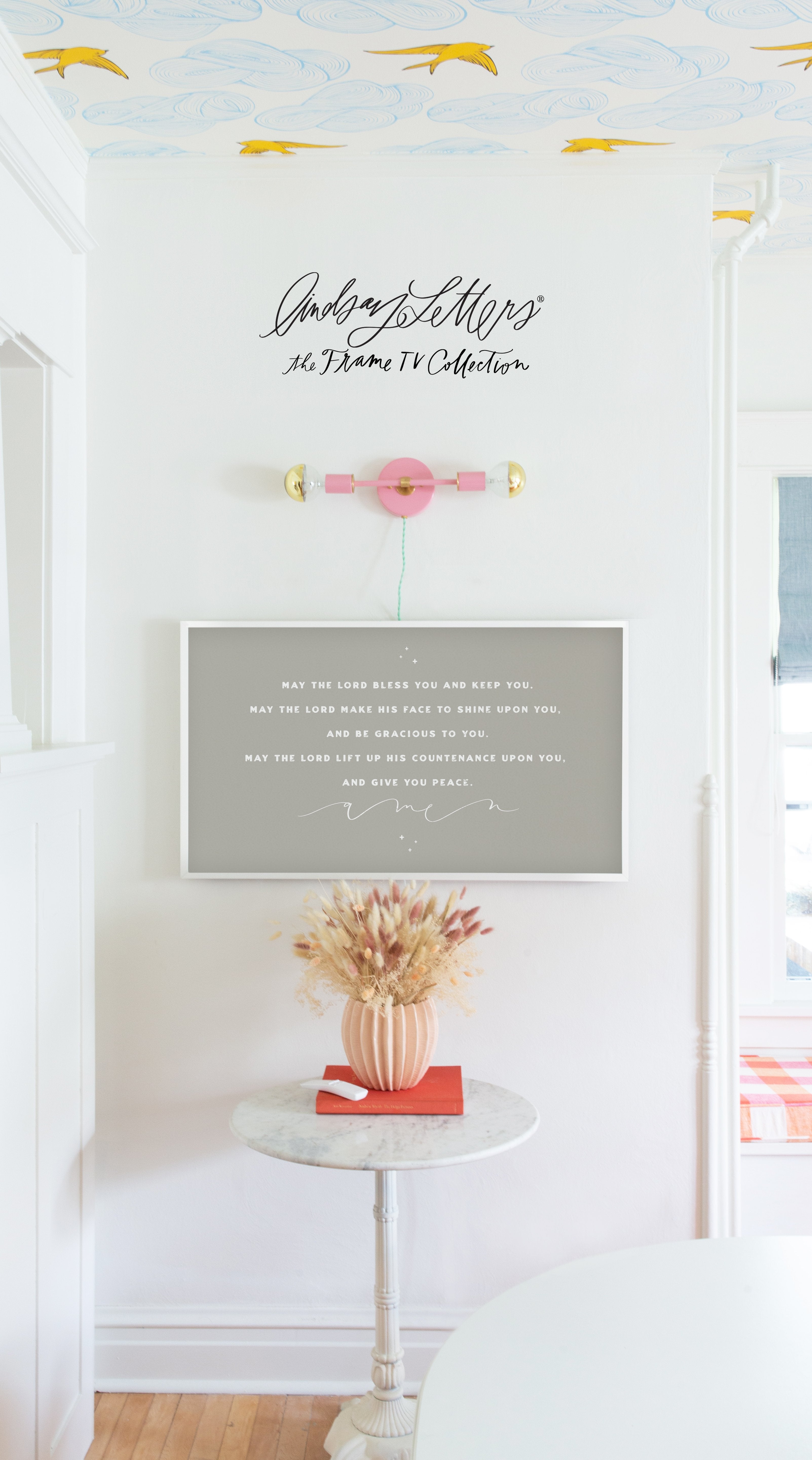 Benediction in Warm Grey | Lindsay Letters Frame TV Collection