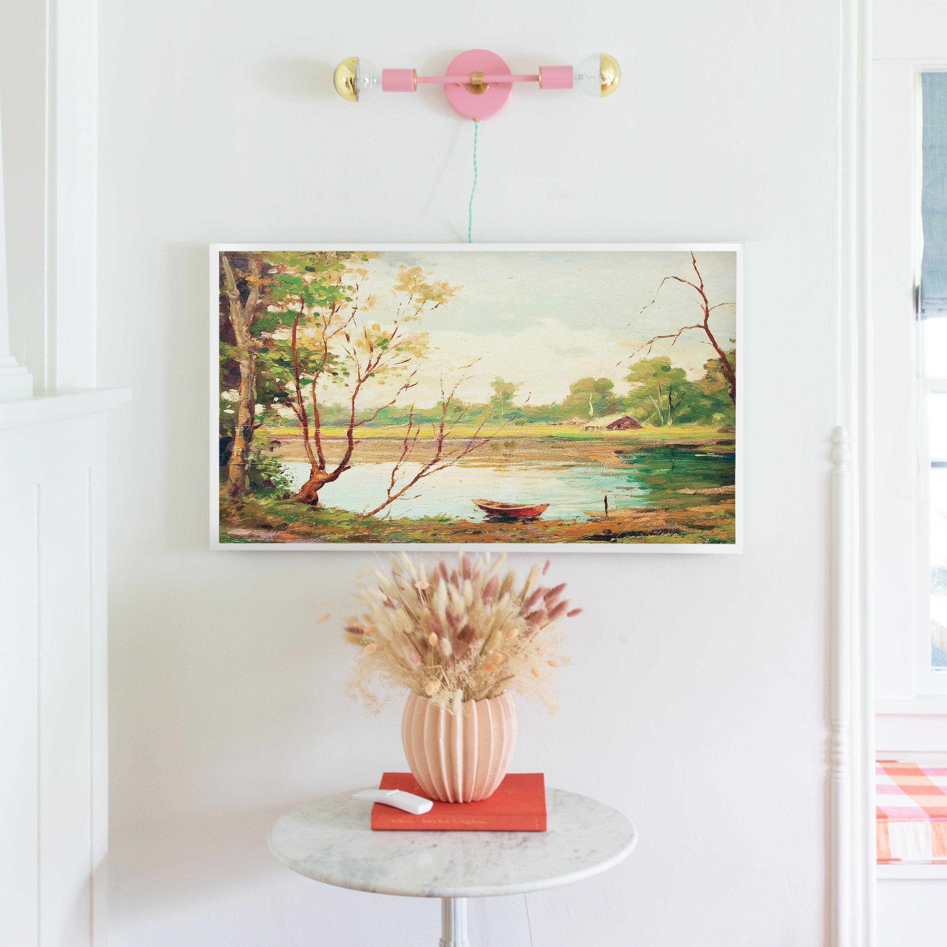 Canoe On A Peaceful Lake | Frame TV Art Design