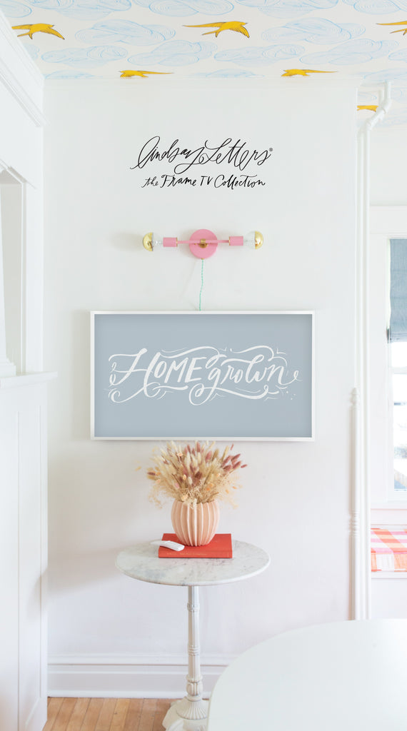 homegrown in dusty blue | lindsay letters frame tv collection