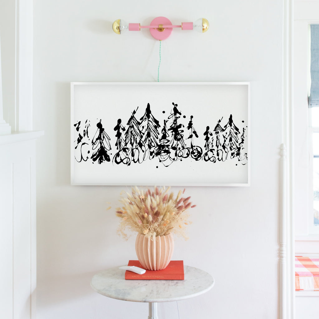 swirly trees in white | frame tv art design