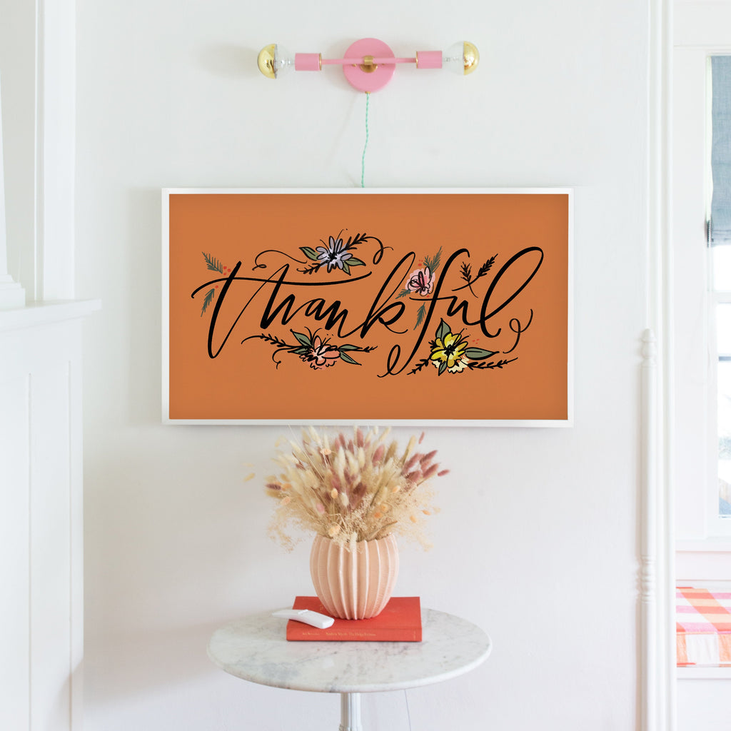 fall bundle: thankful floral in pumpkin | frame tv art design