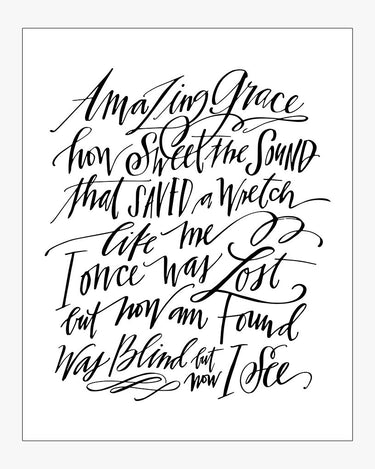 Amazing Grace Download With Black Lettering On White